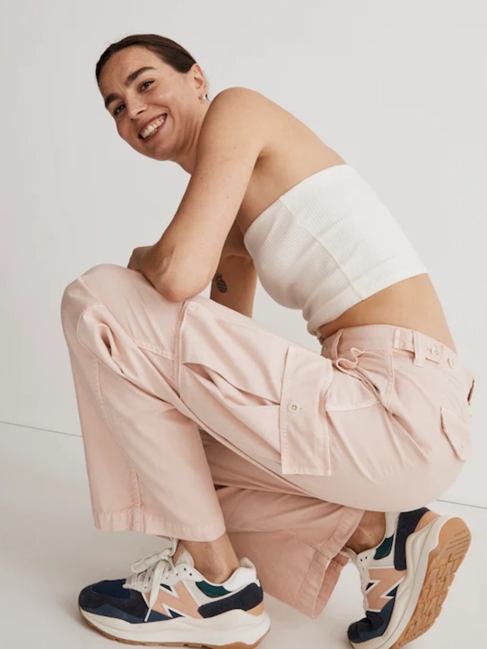 MADEWELL Garment Utility Dyed Low Slung Straight Cargo Pink Trousers Pants